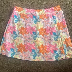 Lulu-B Tropical Floral Mini Skirt in Pink, Orange & Blue